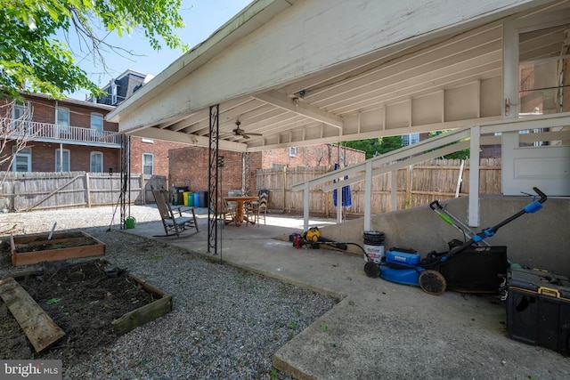 662 Linden Ave, York, PA 17404 - fenced backyard featuring a garden, a patio, and a ceiling fan