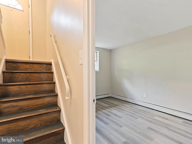 14 Featherbed Ln, Norristown, PA 19403 - stairs featuring wood finished floors and a baseboard heating unit