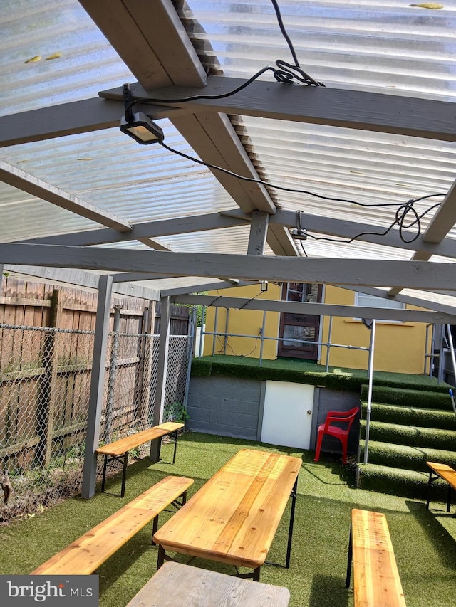 exterior space featuring fence
