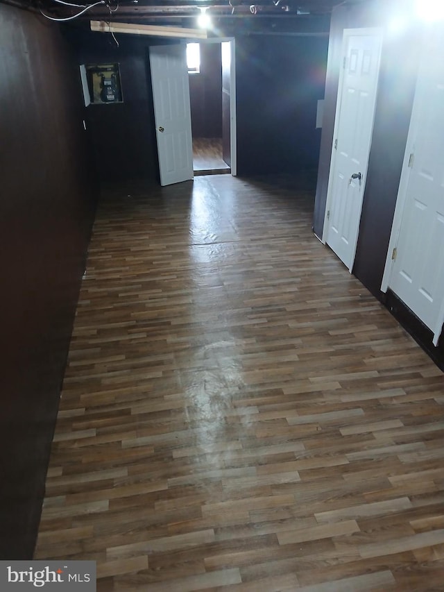 finished basement with wood finished floors