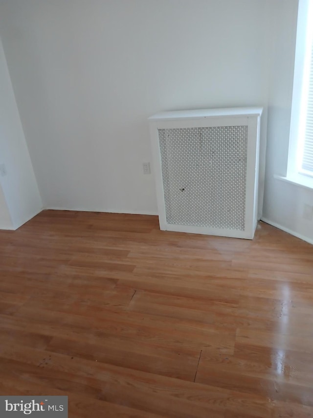 interior details featuring wood finished floors and radiator