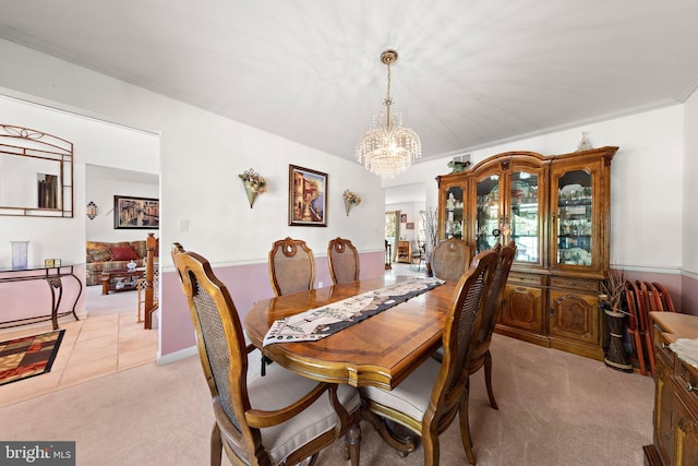 191 Willets Ave, Little Egg Harbor Twp, NJ 08087 - dining room featuring light carpet and a notable chandelier