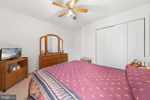 191 Willets Ave, Little Egg Harbor Twp, NJ 08087 - bedroom with a closet, ceiling fan, and light carpet