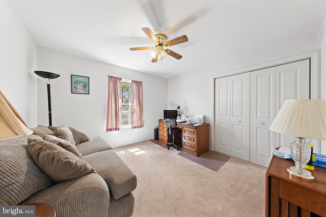 191 Willets Ave, Little Egg Harbor Twp, NJ 08087 - carpeted home office featuring a ceiling fan