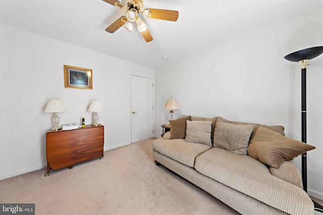 191 Willets Ave, Little Egg Harbor Twp, NJ 08087 - living room with carpet floors, baseboards, and a ceiling fan