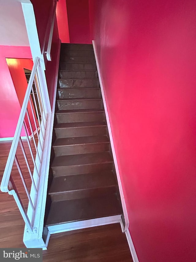 465 Barrister Pl, Dover, DE 19901 - stairway with baseboards and wood finished floors