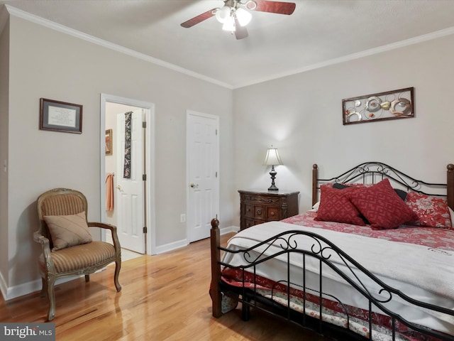 103 Potters Cir, Strasburg, VA 22657 - bedroom featuring light wood-type flooring, crown molding, baseboards, and ceiling fan