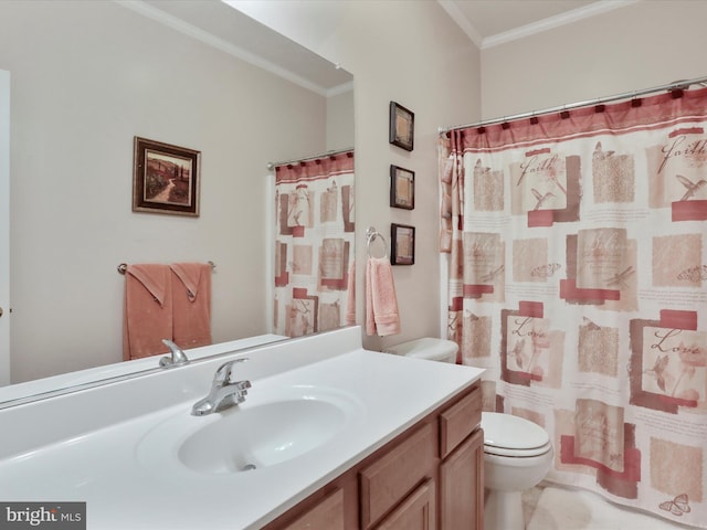 103 Potters Cir, Strasburg, VA 22657 - full bathroom featuring toilet, vanity, ornamental molding, and a shower with shower curtain