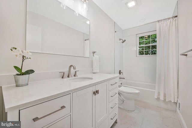 205 Dunbeath Ct, Lutherville Timonium, MD 21093 - bathroom with vanity, toilet, shower / tub combo, and marble finish floors