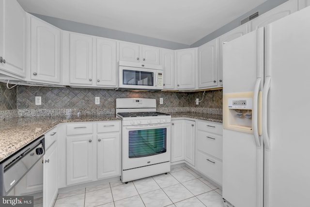 12 Jon Dr, Barnegat, NJ 08005 - kitchen with white cabinetry, white appliances, and stone countertops
