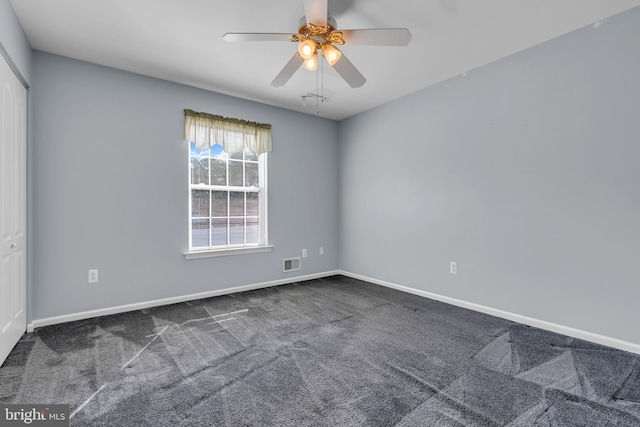 12 Jon Dr, Barnegat, NJ 08005 - empty room featuring baseboards, carpet floors, a ceiling fan, and visible vents