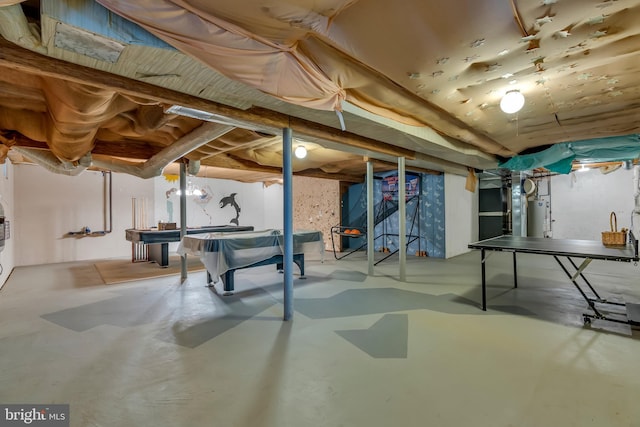 12 Jon Dr, Barnegat, NJ 08005 - unfinished basement featuring water heater and billiards