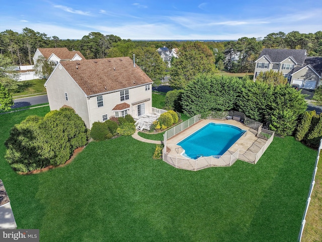 12 Jon Dr, Barnegat, NJ 08005 - view of pool featuring a fenced backyard, a patio area, a fenced in pool, and a lawn