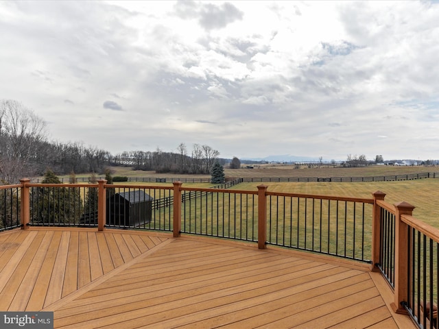 191 Inez Ln, Stephens City, VA 22655 - wooden terrace featuring fence, a yard, and a rural view