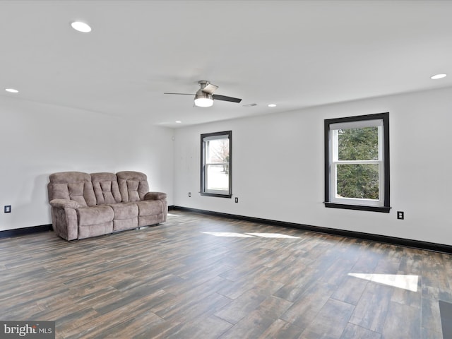 191 Inez Ln, Stephens City, VA 22655 - living area featuring baseboards, ceiling fan, plenty of natural light, and wood finished floors