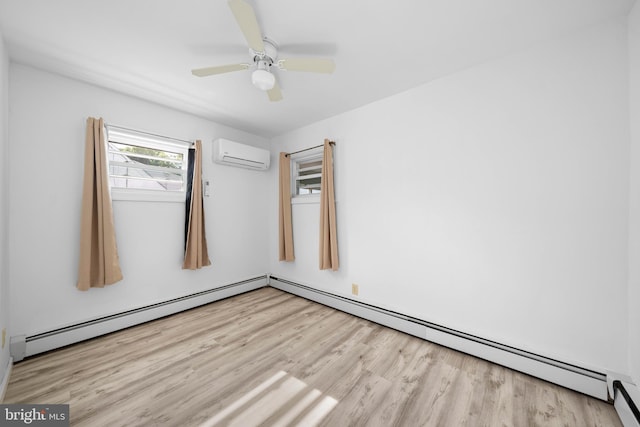 1504 Montgomery Rd, Wilmington, DE 19805 - empty room with light wood-style flooring, ceiling fan, and a wall mounted AC