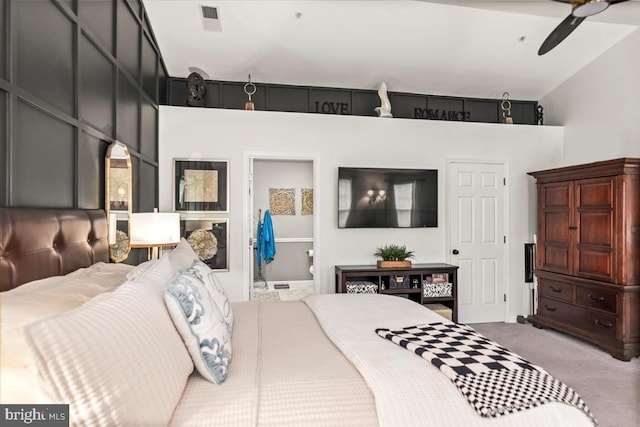 bedroom featuring visible vents and carpet