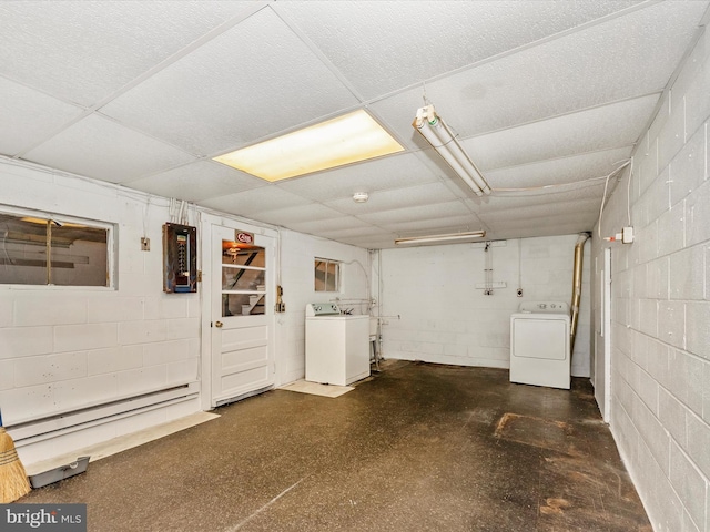 9618 Hall Rd, Frederick, MD 21701 - garage featuring washer / dryer and concrete block wall