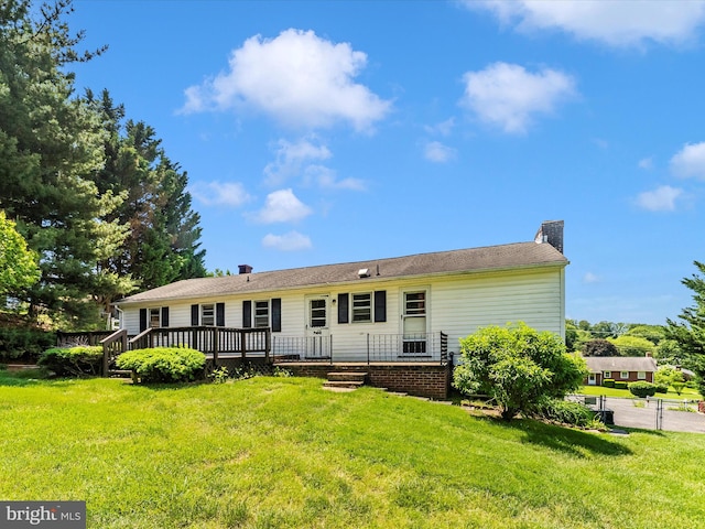 9618 Hall Rd, Frederick, MD 21701 - rear view of house with a chimney and a deck
