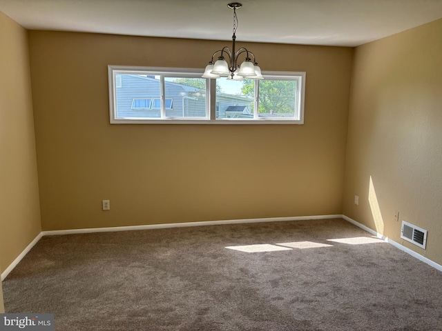 9016 Samoset Rd, Randallstown, MD 21133 - unfurnished room with a notable chandelier, visible vents, baseboards, and carpet