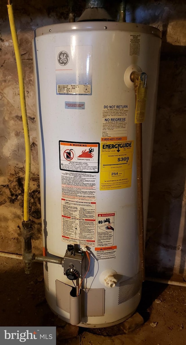 utility room featuring gas water heater