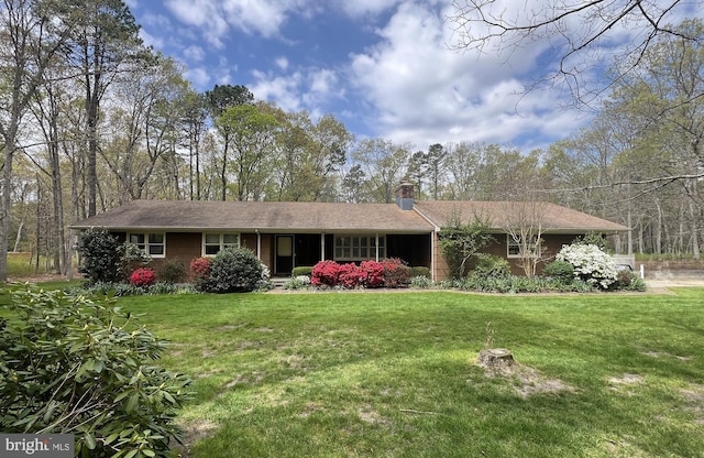 265 Asbury Rd, Egg Harbor Township, NJ 08234 - ranch-style home featuring a chimney and a front yard