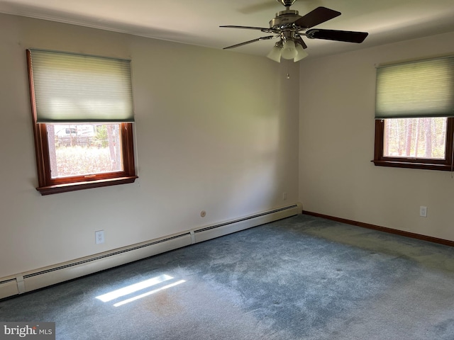 265 Asbury Rd, Egg Harbor Township, NJ 08234 - carpeted spare room with a ceiling fan, baseboards, and a baseboard heating unit
