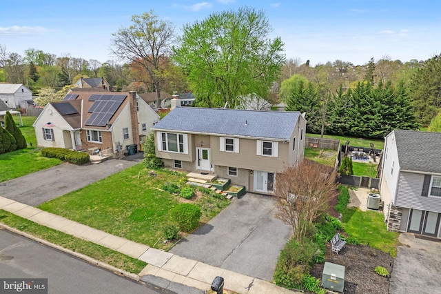 birds eye view of property with a residential view