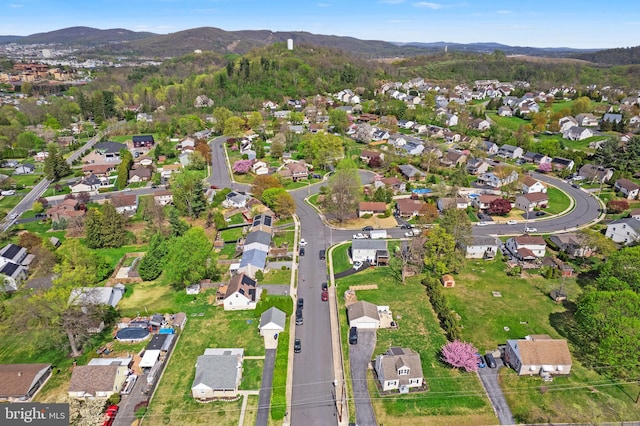 drone / aerial view with a mountain view and a residential view