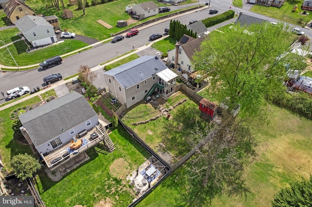 drone / aerial view with a residential view