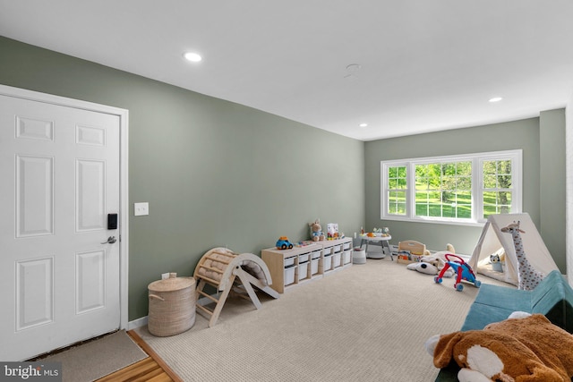 game room featuring baseboards and recessed lighting