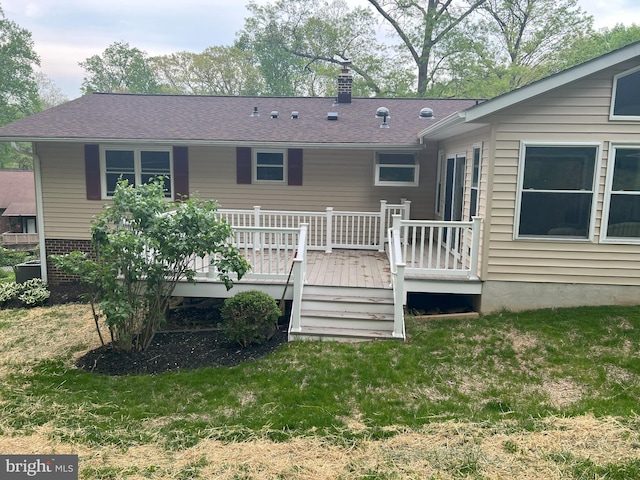 2602 Jeffrey Lori Dr, Finksburg, MD 21048 - back of house with a chimney, a deck, and a yard