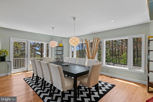 5419 Ragged Point Rd, Cambridge, MD 21613 - dining room with baseboards, light wood-style flooring, and recessed lighting