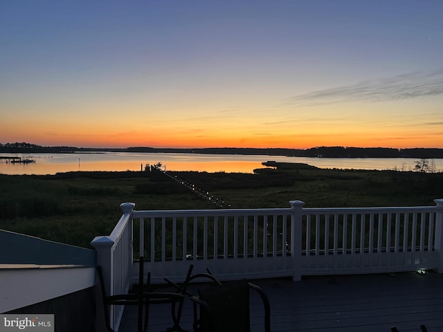 exterior space featuring a water view