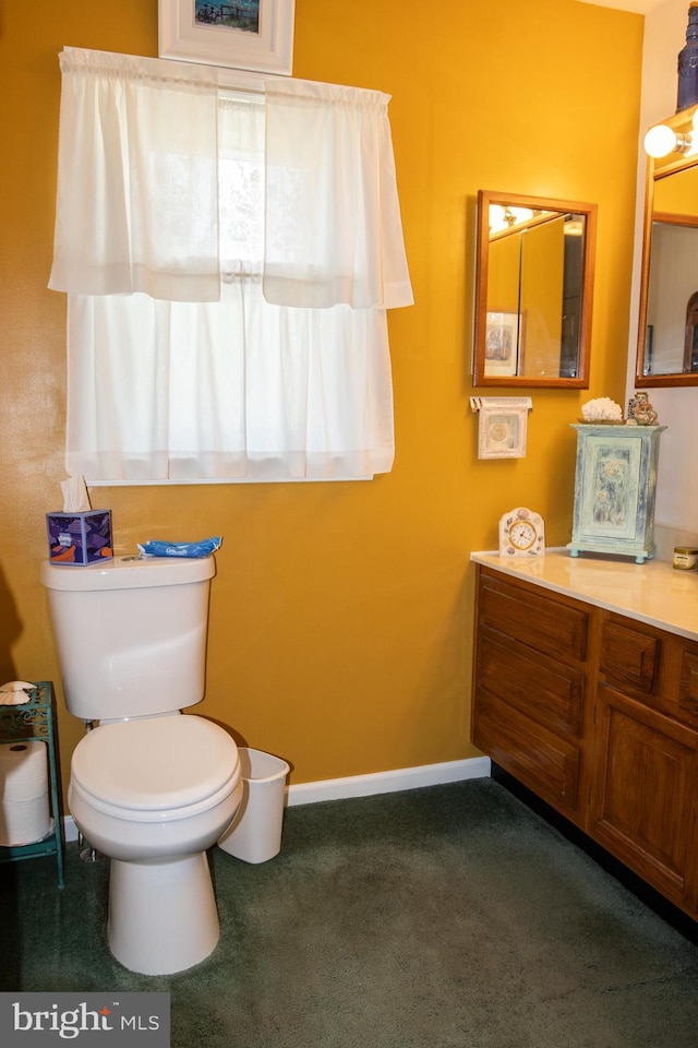 216 Laurel Ct, Pine Grove, PA 17963 - bathroom featuring carpet flooring, toilet, baseboards, and vanity