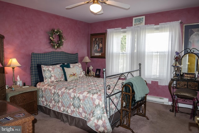 216 Laurel Ct, Pine Grove, PA 17963 - carpeted bedroom featuring a baseboard radiator and ceiling fan