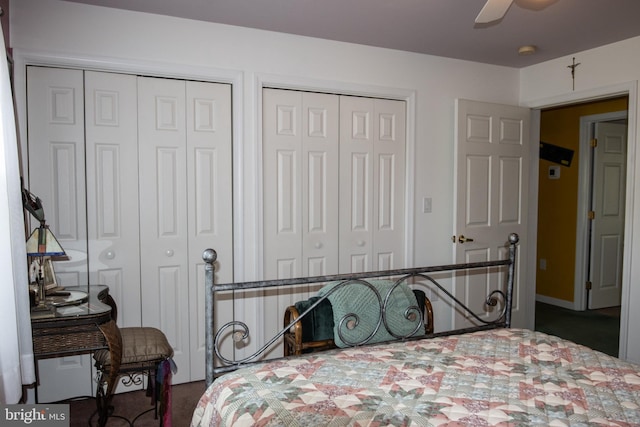 216 Laurel Ct, Pine Grove, PA 17963 - carpeted bedroom with two closets and a ceiling fan