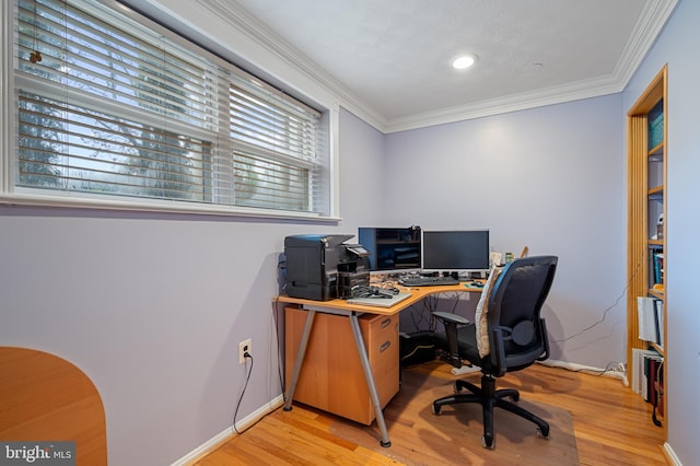 1110 Brantford Ave, Silver Spring, MD 20904 - office featuring baseboards, ornamental molding, and light wood-type flooring