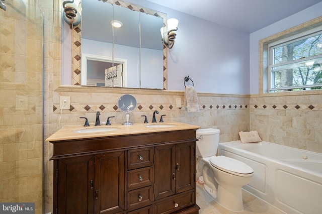 1110 Brantford Ave, Silver Spring, MD 20904 - bathroom with a sink, a bathing tub, and tile walls