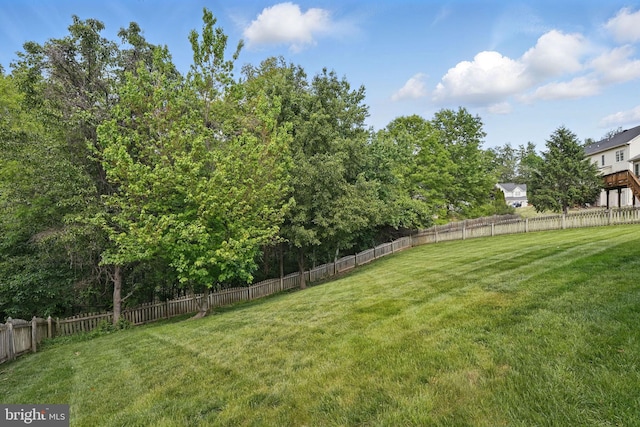 view of yard featuring a fenced backyard