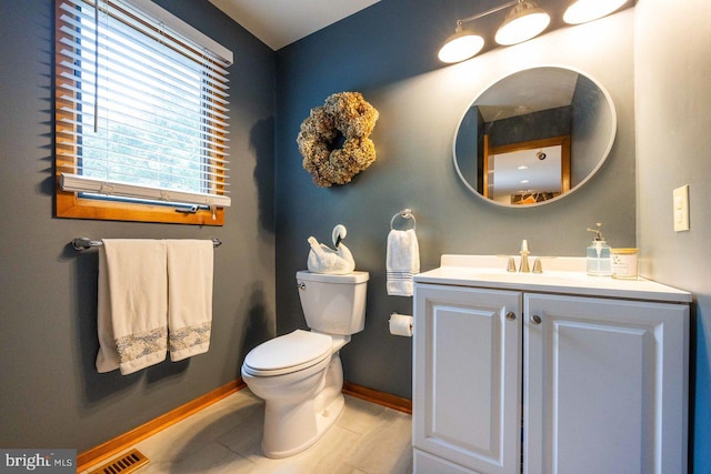 13 Elena Ct, Voorhees, NJ 08043 - half bath with toilet, visible vents, baseboards, tile patterned flooring, and vanity