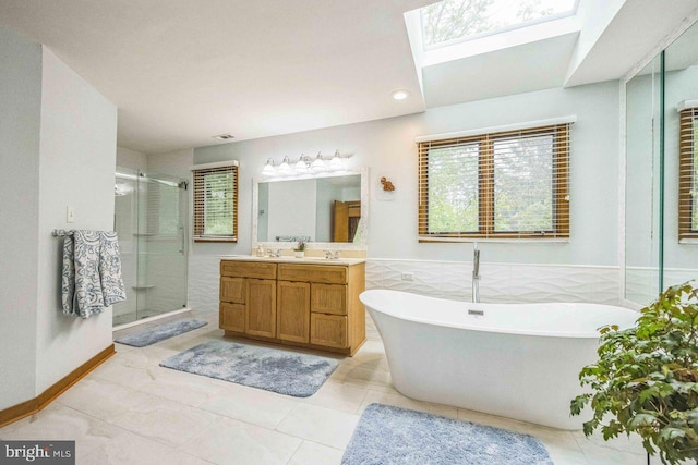 13 Elena Ct, Voorhees, NJ 08043 - full bathroom featuring a freestanding bath, visible vents, a shower stall, vanity, and recessed lighting