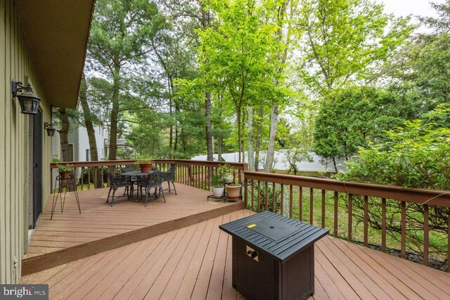 13 Elena Ct, Voorhees, NJ 08043 - wooden terrace featuring outdoor dining space