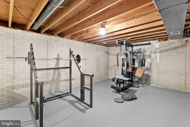 4628 Sand Rock Ln, Chantilly, VA 20151 - exercise room with brick wall and visible vents