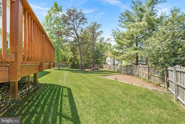 view of yard featuring a fenced backyard