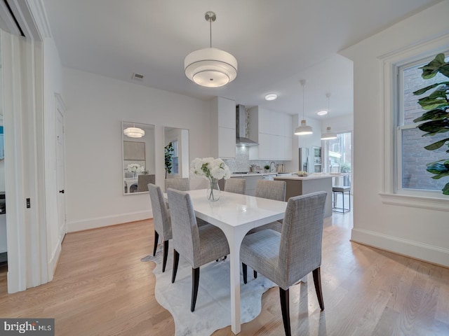 27 Seaton Pl NW, Washington, DC 20001 - dining room with baseboards, visible vents, and light wood finished floors