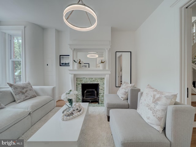 27 Seaton Pl NW, Washington, DC 20001 - living room with a fireplace with flush hearth and wood finished floors