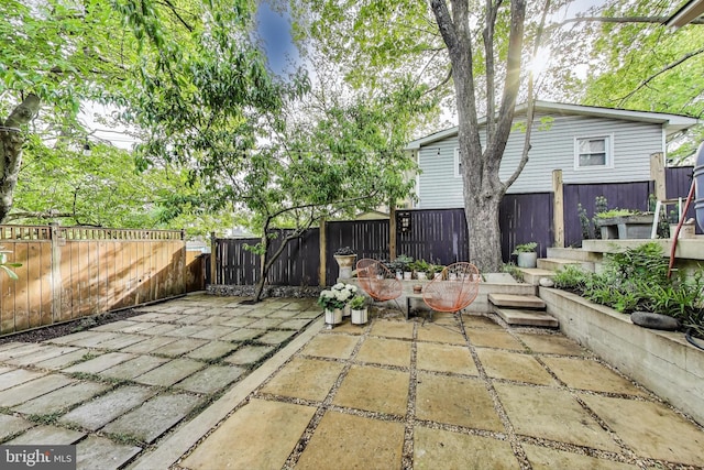 view of patio with a fenced backyard