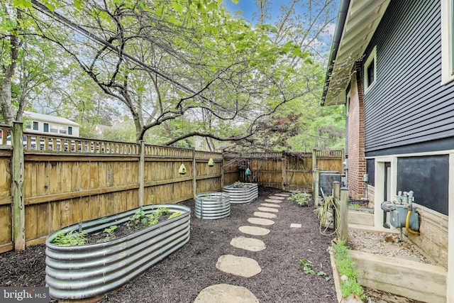 view of yard featuring a fenced backyard