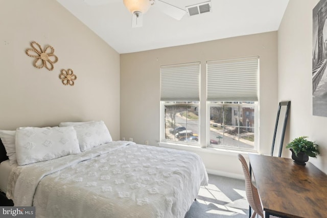 12815 Duck Pond Dr Unit 111, Germantown, MD 20874 - bedroom featuring ceiling fan, visible vents, vaulted ceiling, and carpet